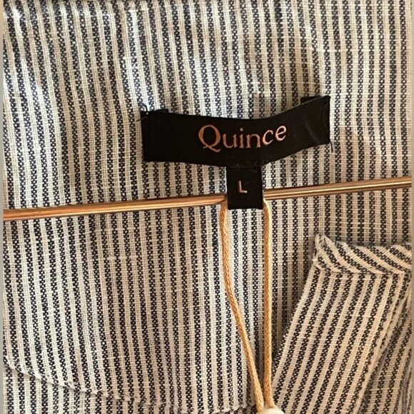 NWT Quince 100% European Linen Tiered Blue and White Striped Maxi Dress - Picture 3 of 5